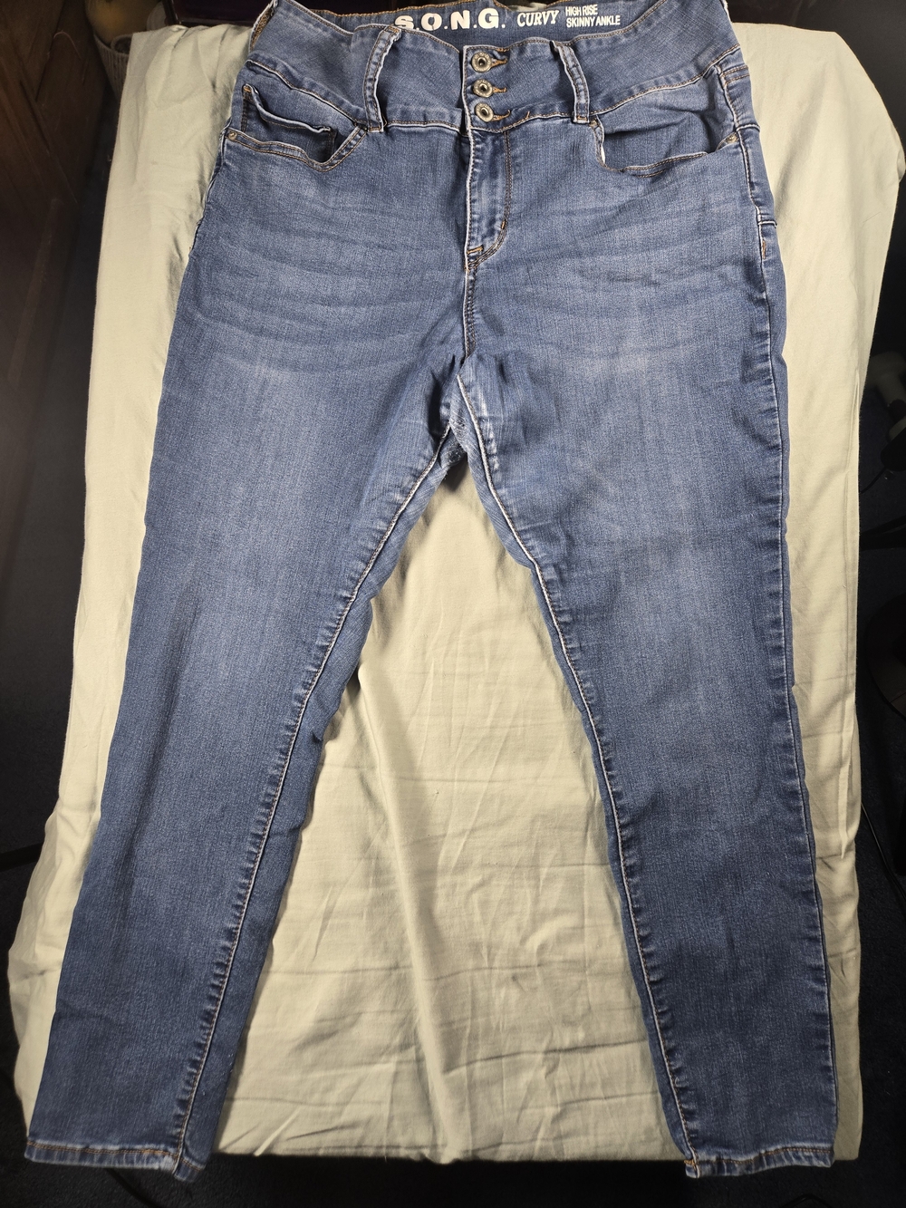 S.O.N.G. Curvy High Rise Skinny Ankle Denim Jeans Girls Blue 17/33 Women's Y2K